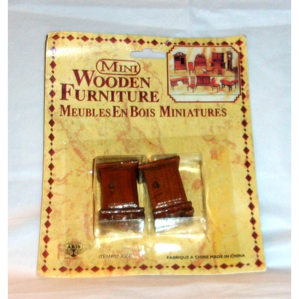 NOS Vintage Dollhouse Furniture - 2 Tables- Bedroom Living Room - Wood Miniature
